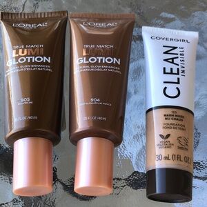Lot of 3 Makeup – 2 L’Oréal True Match Lumi Glotion (904 & 905 Deep) + CoverGirl